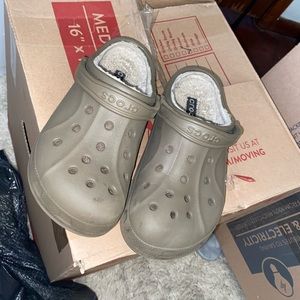Brown fur lined Crocs womens size 10